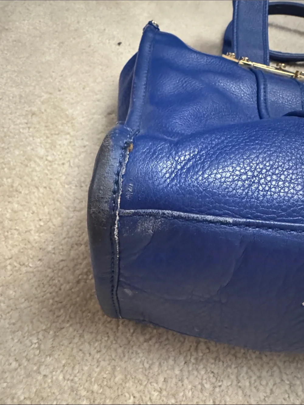 Tory Burch (2013) Royal Blue Leather Tote with Gold Hardware